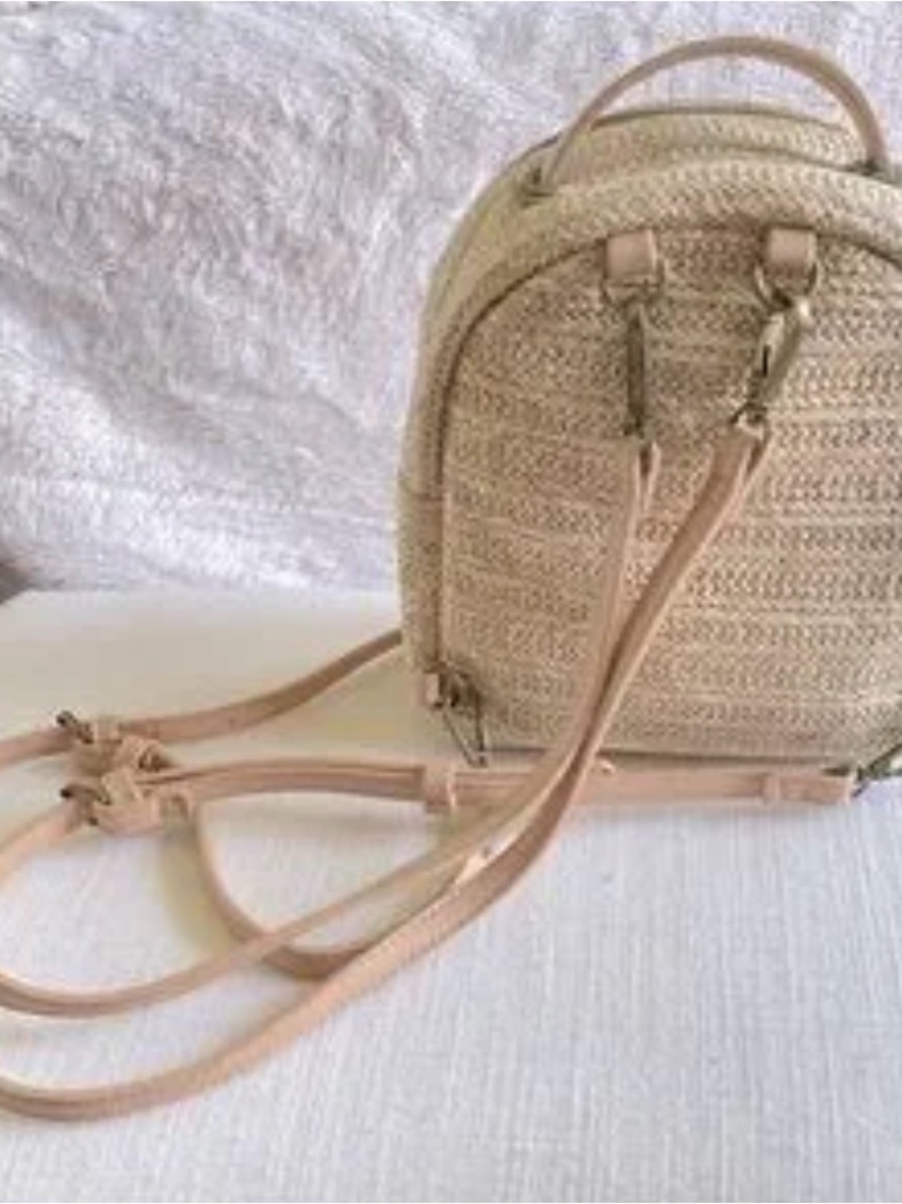 Malibu Skye Woven Raffia Convertible Mini Backpack - Picture 5 of 9